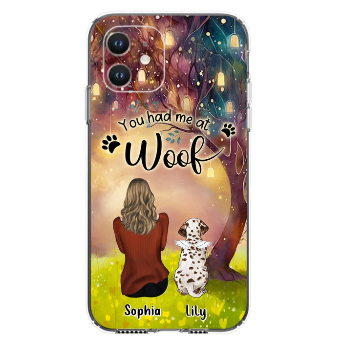 Custom Personalized Memorial Dog Mom Phone Case - Upto 3 Dogs - Memorial Gift Idea for Dog Lovers - You Had Me At Woof