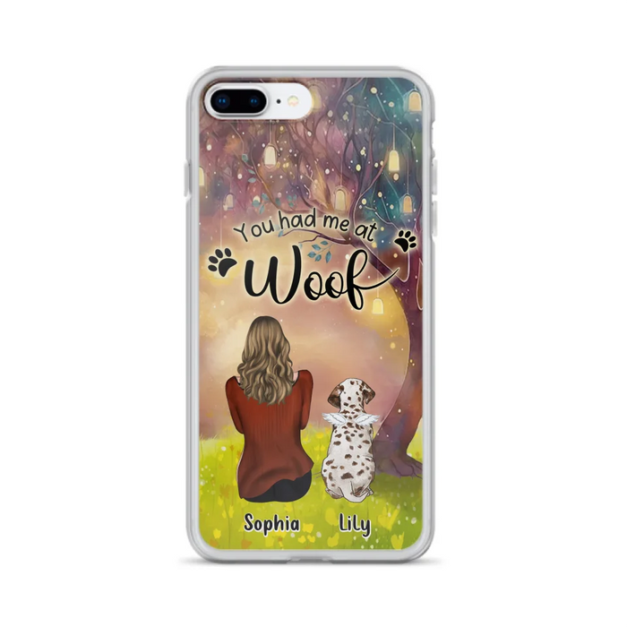 Custom Personalized Memorial Dog Mom Phone Case - Upto 3 Dogs - Memorial Gift Idea for Dog Lovers - You Had Me At Woof