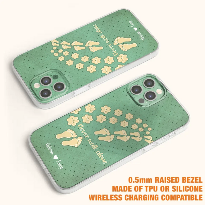 Custom Personalized Dogs's Paws Phone Case - Best Gift Idea For Dog Lovers With Upto 3 Dogs's Paws - Never Walk ALone - Case For iPhone, Samsung And Xiaomi