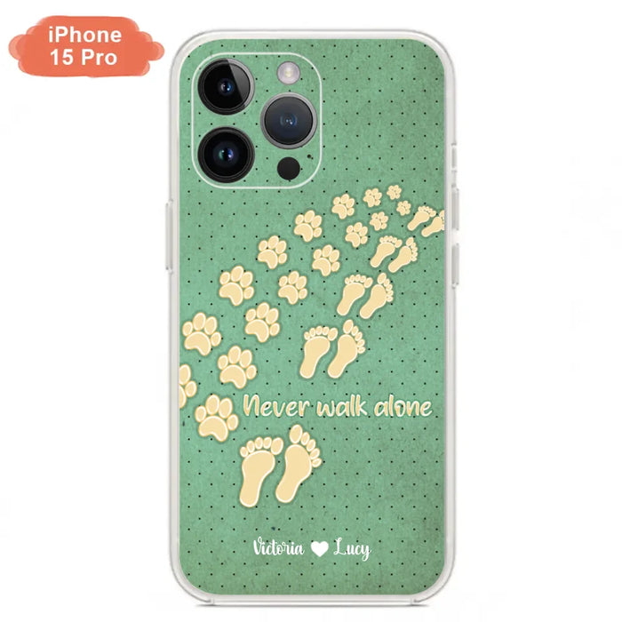 Custom Personalized Dogs's Paws Phone Case - Best Gift Idea For Dog Lovers With Upto 3 Dogs's Paws - Never Walk ALone - Case For iPhone, Samsung And Xiaomi