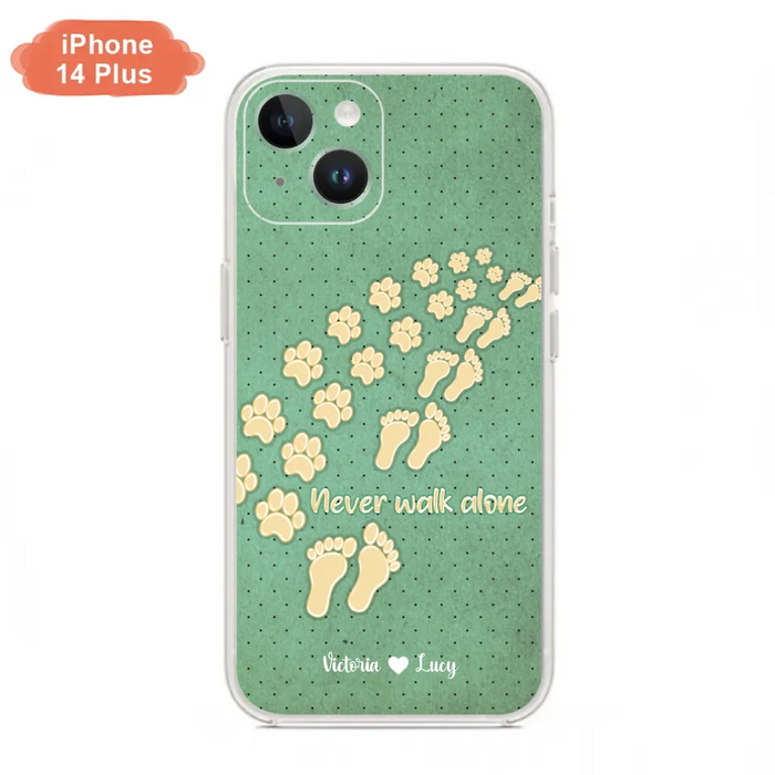 Custom Personalized Dogs's Paws Phone Case - Best Gift Idea For Dog Lovers With Upto 3 Dogs's Paws - Never Walk ALone - Case For iPhone, Samsung And Xiaomi