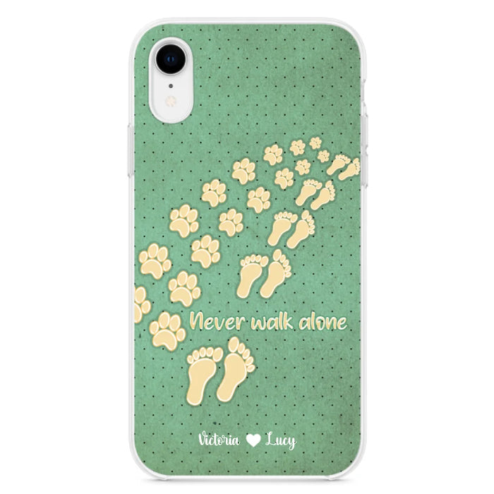 Custom Personalized Dogs's Paws Phone Case - Best Gift Idea For Dog Lovers With Upto 3 Dogs's Paws - Never Walk ALone - Case For iPhone, Samsung And Xiaomi