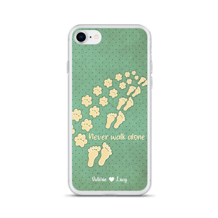 Custom Personalized Dogs's Paws Phone Case - Best Gift Idea For Dog Lovers With Upto 3 Dogs's Paws - Never Walk ALone - Case For iPhone, Samsung And Xiaomi