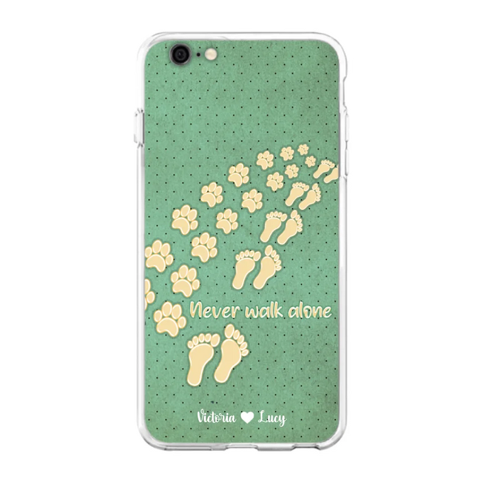 Custom Personalized Dogs's Paws Phone Case - Best Gift Idea For Dog Lovers With Upto 3 Dogs's Paws - Never Walk ALone - Case For iPhone, Samsung And Xiaomi