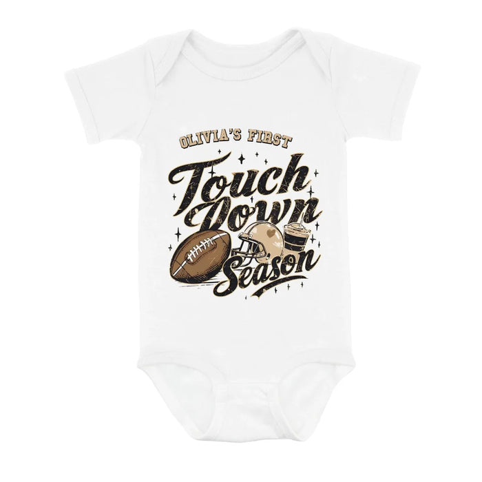 Custom Personalized Baby First Football Season Baby Onesie - Gift Idea For Your Kid - Touch Down Season