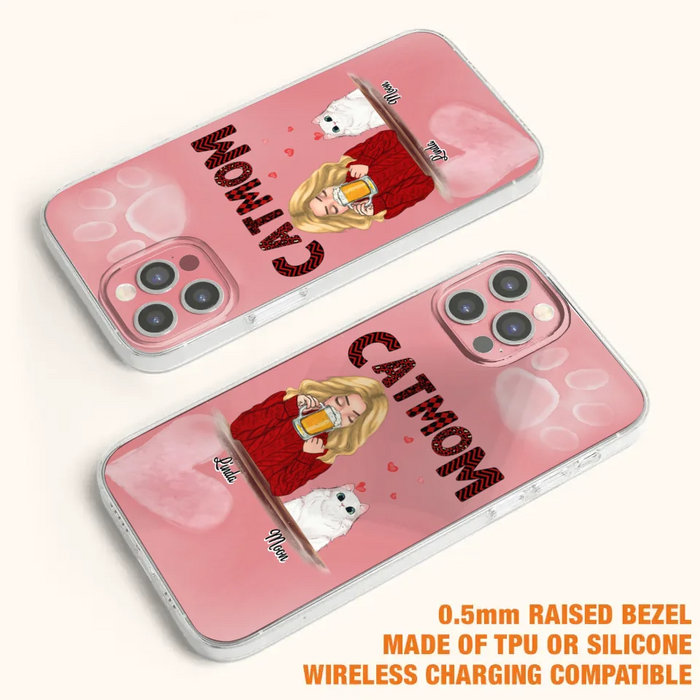 Custom Personalized Pet Mom Phone Case - Pet Mom With Beer And Upto 4 Pets - Case For iPhone, Samsung and Xiaomi