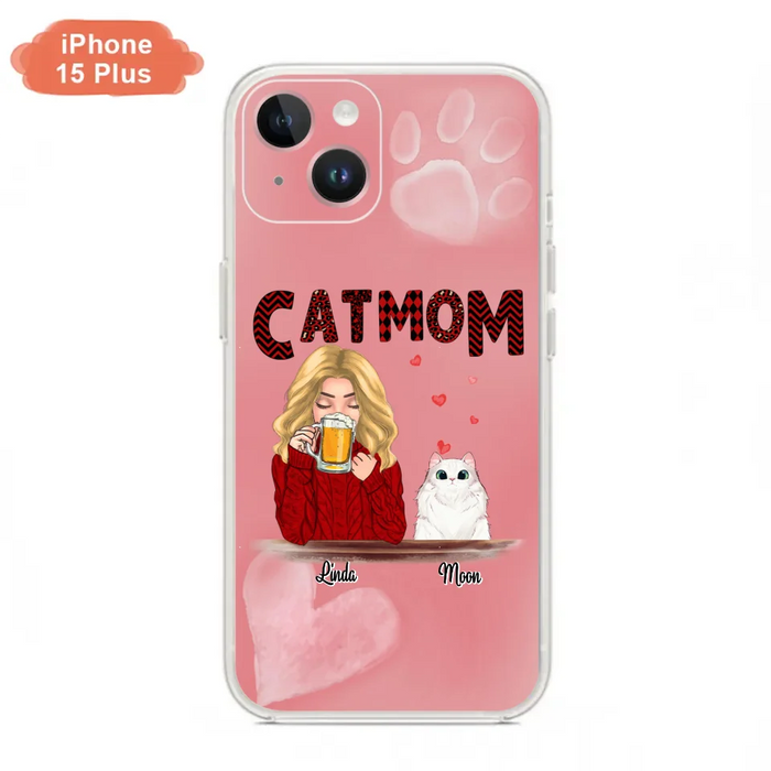 Custom Personalized Pet Mom Phone Case - Pet Mom With Beer And Upto 4 Pets - Case For iPhone, Samsung and Xiaomi