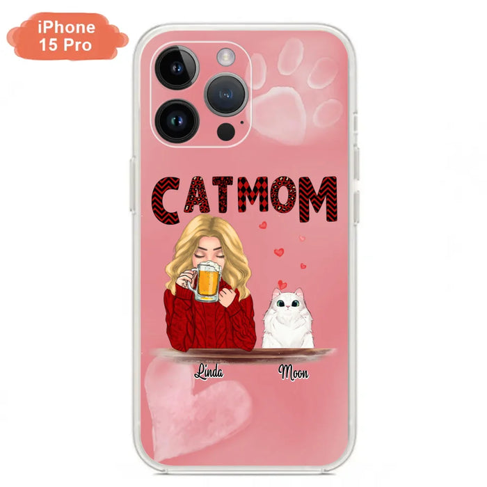 Custom Personalized Pet Mom Phone Case - Pet Mom With Beer And Upto 4 Pets - Case For iPhone, Samsung and Xiaomi