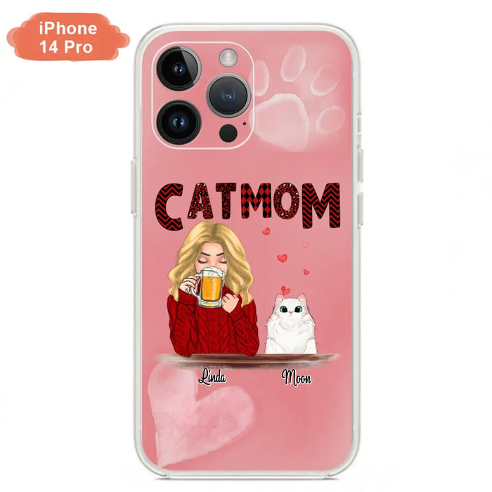 Custom Personalized Pet Mom Phone Case - Pet Mom With Beer And Upto 4 Pets - Case For iPhone, Samsung and Xiaomi