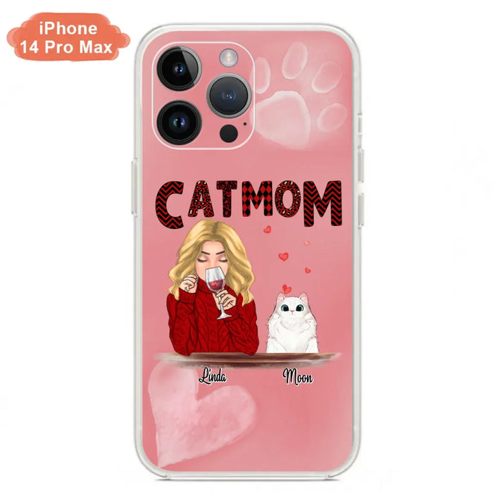 Custom Personalized Pet Mom Phone Case - Pet Mom With Wine And Upto 4 Pets - Case For iPhone, Samsung and Xiaomi