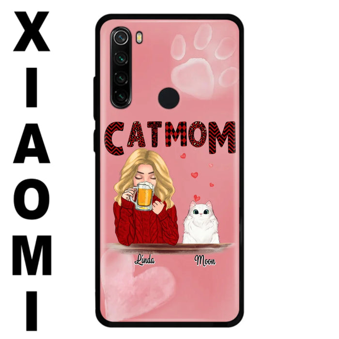 Custom Personalized Pet Mom Phone Case - Pet Mom With Beer And Upto 4 Pets - Case For iPhone, Samsung and Xiaomi