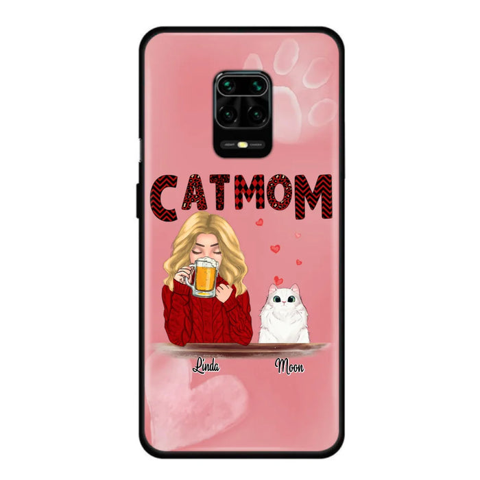 Custom Personalized Pet Mom Phone Case - Pet Mom With Beer And Upto 4 Pets - Case For iPhone, Samsung and Xiaomi