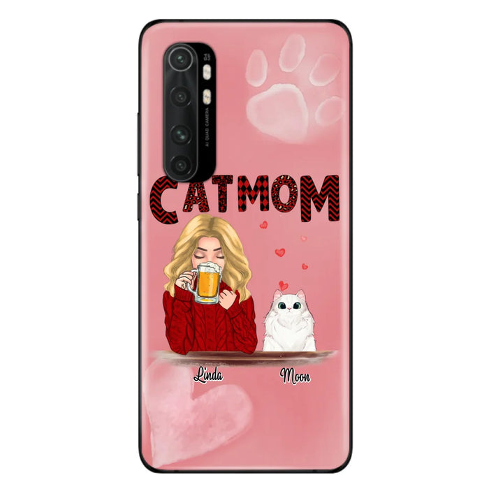 Custom Personalized Pet Mom Phone Case - Pet Mom With Beer And Upto 4 Pets - Case For iPhone, Samsung and Xiaomi