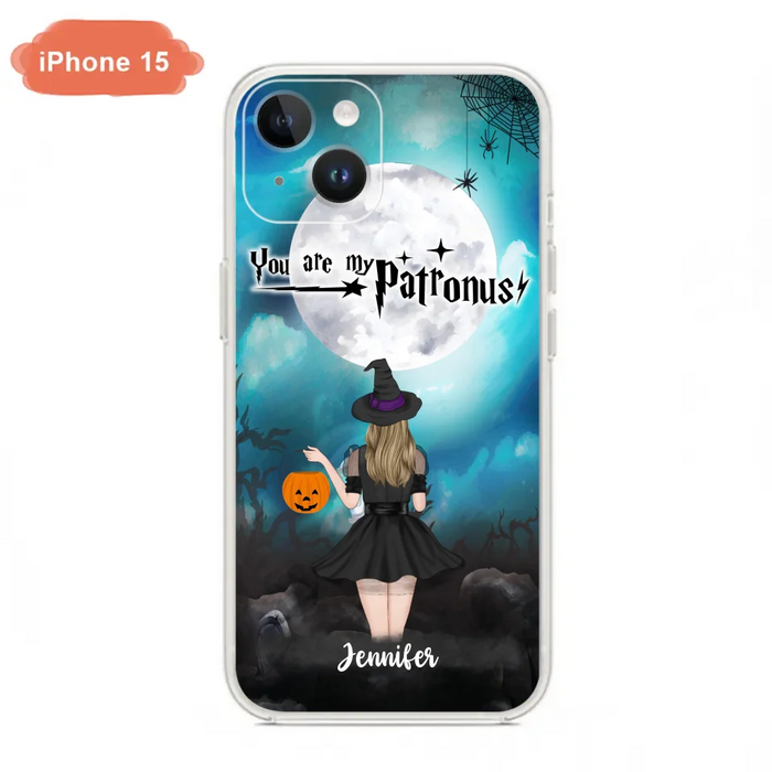 Custom Personalized Halloween Phone Case - Up to 3 Girls and 2 Cats - You Are My Patronus - Wiccan Decor/Pagan Decor