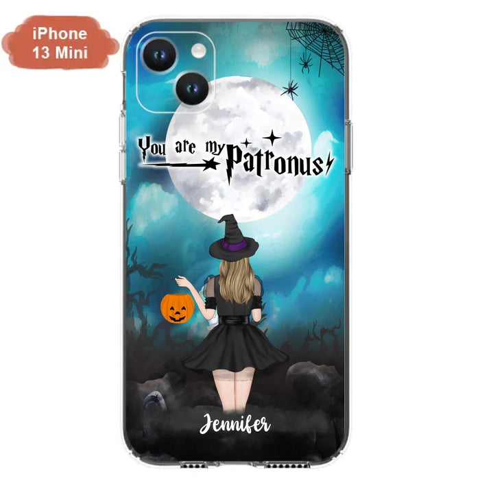 Custom Personalized Halloween Phone Case - Up to 3 Girls and 2 Cats - You Are My Patronus - Wiccan Decor/Pagan Decor