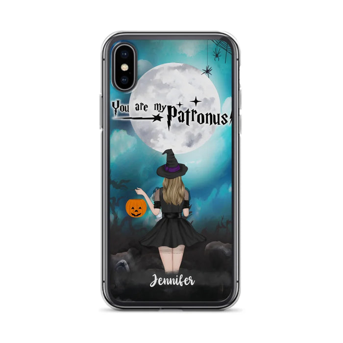 Custom Personalized Halloween Phone Case - Up to 3 Girls and 2 Cats - You Are My Patronus - Wiccan Decor/Pagan Decor