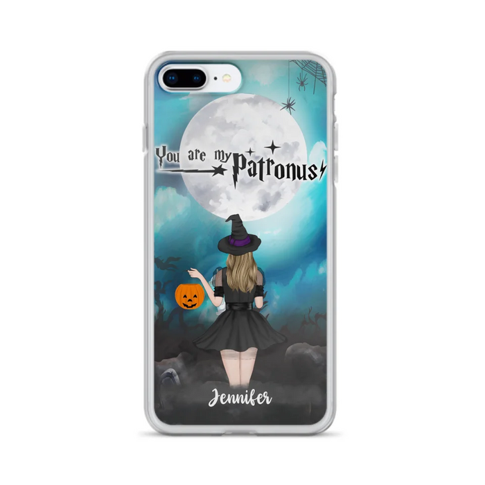 Custom Personalized Halloween Phone Case - Up to 3 Girls and 2 Cats - You Are My Patronus - Wiccan Decor/Pagan Decor