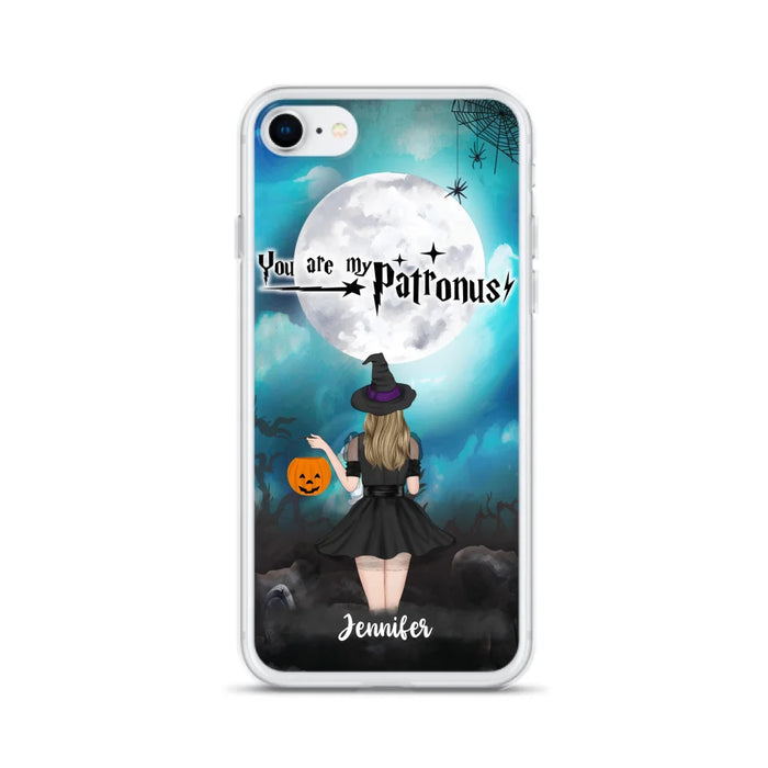 Custom Personalized Halloween Phone Case - Up to 3 Girls and 2 Cats - You Are My Patronus - Wiccan Decor/Pagan Decor