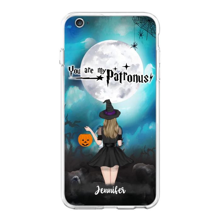 Custom Personalized Halloween Phone Case - Up to 3 Girls and 2 Cats - You Are My Patronus - Wiccan Decor/Pagan Decor