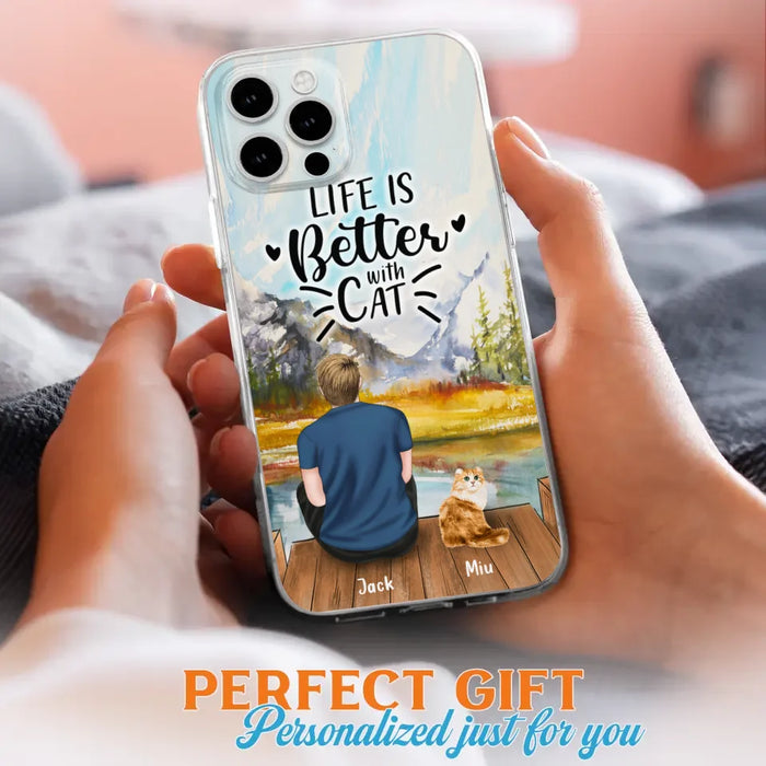 Custom Personalized Cat Dad Phone Case - Gifts For Cat Lovers With Upto 4 Cats - Best Cat Dad Ever - Case For iPhone, Samsung And Xiaomi