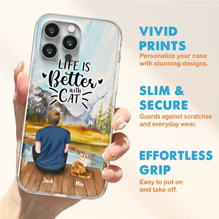 Custom Personalized Cat Dad Phone Case - Gifts For Cat Lovers With Upto 4 Cats - Best Cat Dad Ever - Case For iPhone, Samsung And Xiaomi