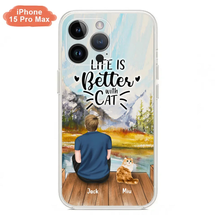 Custom Personalized Cat Dad Phone Case - Gifts For Cat Lovers With Upto 4 Cats - Best Cat Dad Ever - Case For iPhone, Samsung And Xiaomi