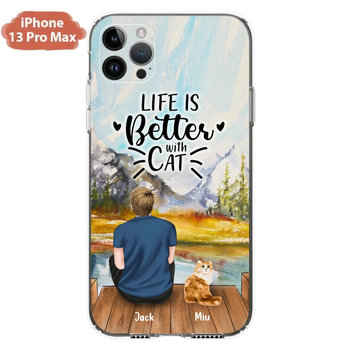 Custom Personalized Cat Dad Phone Case - Gifts For Cat Lovers With Upto 4 Cats - Best Cat Dad Ever - Case For iPhone, Samsung And Xiaomi