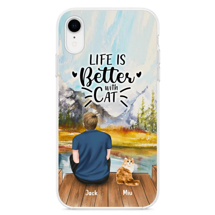 Custom Personalized Cat Dad Phone Case - Gifts For Cat Lovers With Upto 4 Cats - Best Cat Dad Ever - Case For iPhone, Samsung And Xiaomi