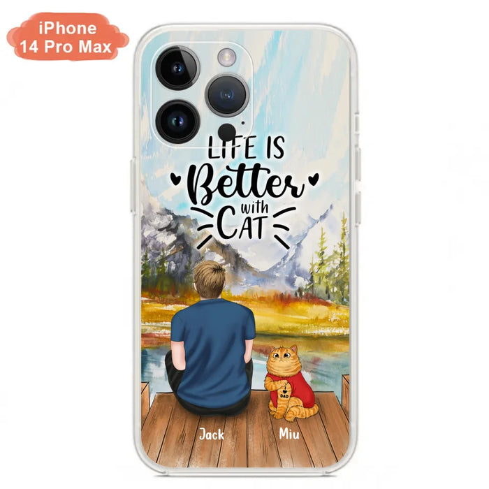 Custom Personalized Cat Dad Phone Case - Gifts For Cat Lovers With Upto 3 Cats - Best Cat Dad Ever - I Love Dad - Case For iPhone, Samsung And Xiaomi