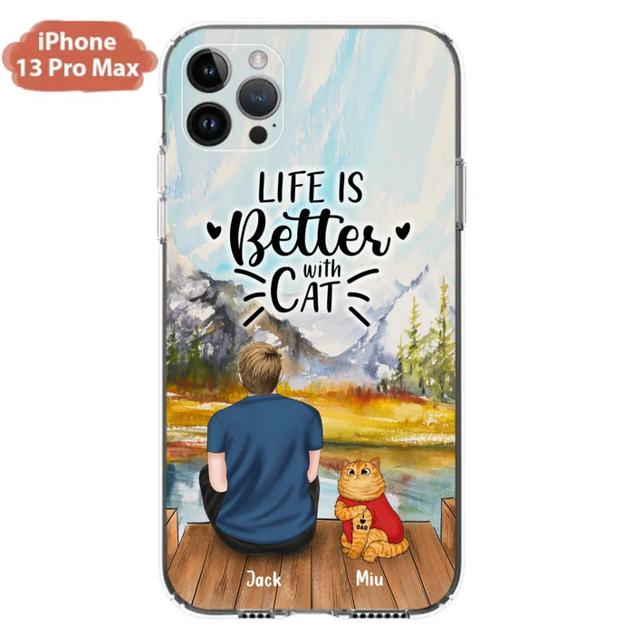 Custom Personalized Cat Dad Phone Case - Gifts For Cat Lovers With Upto 3 Cats - Best Cat Dad Ever - I Love Dad - Case For iPhone, Samsung And Xiaomi