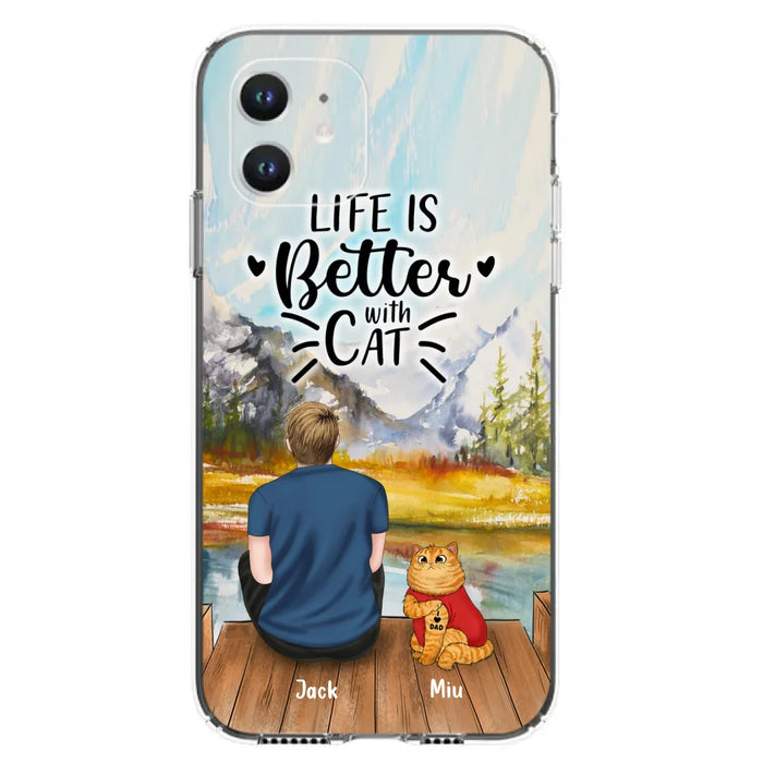 Custom Personalized Cat Dad Phone Case - Gifts For Cat Lovers With Upto 3 Cats - Best Cat Dad Ever - I Love Dad - Case For iPhone, Samsung And Xiaomi