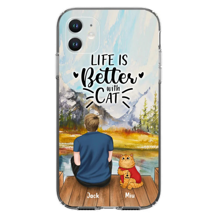 Custom Personalized Cat Dad Phone Case - Gifts For Cat Lovers With Upto 3 Cats - Best Cat Dad Ever - I Love Dad - Case For iPhone, Samsung And Xiaomi