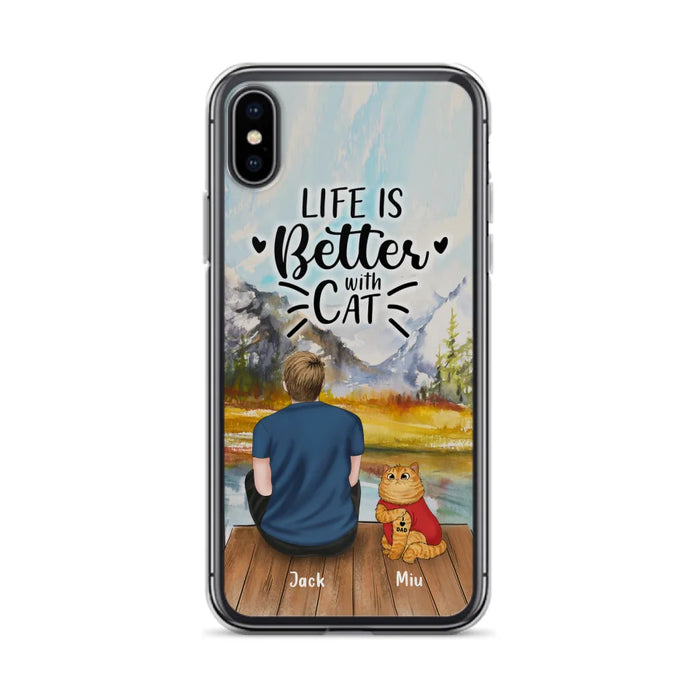 Custom Personalized Cat Dad Phone Case - Gifts For Cat Lovers With Upto 3 Cats - Best Cat Dad Ever - I Love Dad - Case For iPhone, Samsung And Xiaomi