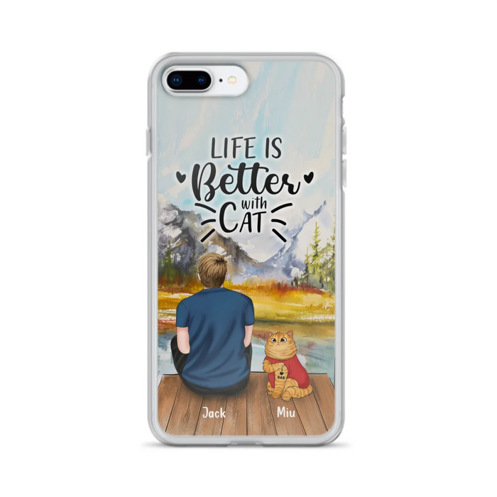 Custom Personalized Cat Dad Phone Case - Gifts For Cat Lovers With Upto 3 Cats - Best Cat Dad Ever - I Love Dad - Case For iPhone, Samsung And Xiaomi