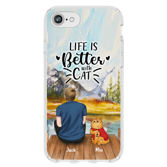 Custom Personalized Cat Dad Phone Case - Gifts For Cat Lovers With Upto 3 Cats - Best Cat Dad Ever - I Love Dad - Case For iPhone, Samsung And Xiaomi