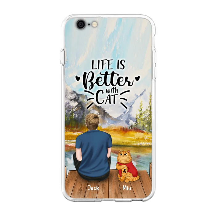 Custom Personalized Cat Dad Phone Case - Gifts For Cat Lovers With Upto 3 Cats - Best Cat Dad Ever - I Love Dad - Case For iPhone, Samsung And Xiaomi