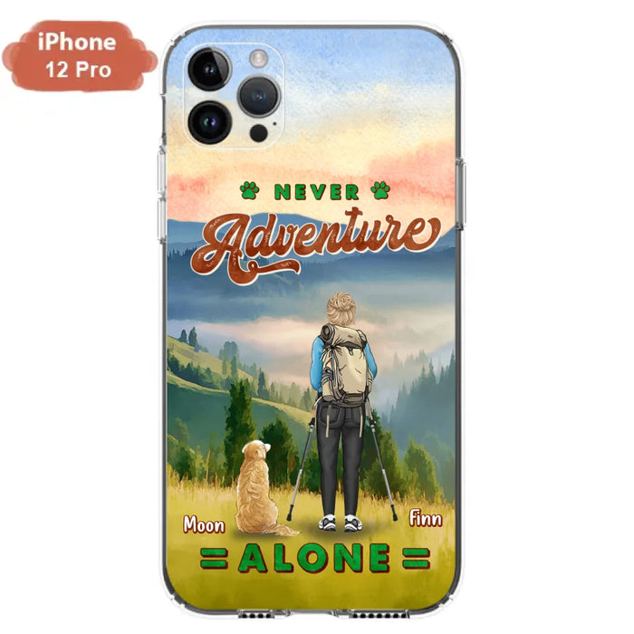 Custom Personalized Solo Hiking With Dogs Phone Case - Woman/Man With Upto 4 Dogs - Gift Idea For Hiking Lovers - Cases For iPhone and Samsung