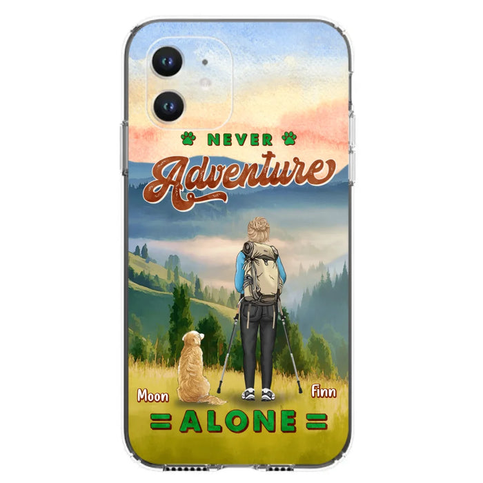 Custom Personalized Solo Hiking With Dogs Phone Case - Woman/Man With Upto 4 Dogs - Gift Idea For Hiking Lovers - Cases For iPhone and Samsung