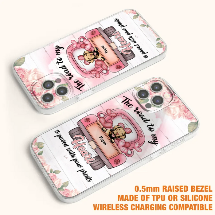 Custom Personalized Dog Phone Case - Best Gifts For Dog Lovers With Upto 5 Dogs - The Road To My Heart Is Paved With Paw Prints