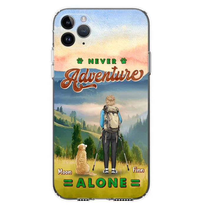 Custom Personalized Solo Hiking With Dogs Phone Case - Woman/Man With Upto 4 Dogs - Gift Idea For Hiking Lovers - Cases For iPhone and Samsung