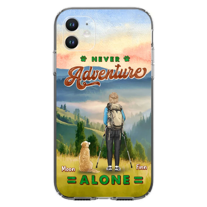 Custom Personalized Solo Hiking With Dogs Phone Case - Woman/Man With Upto 4 Dogs - Gift Idea For Hiking Lovers - Cases For iPhone and Samsung