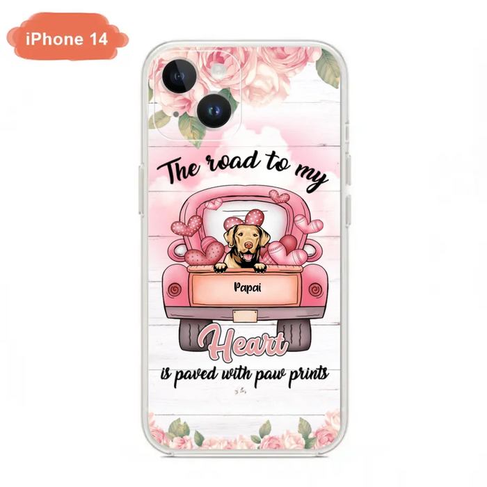 Custom Personalized Dog Phone Case - Best Gifts For Dog Lovers With Upto 5 Dogs - The Road To My Heart Is Paved With Paw Prints