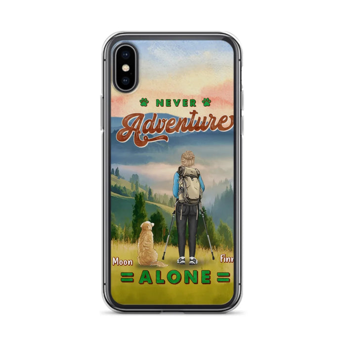 Custom Personalized Solo Hiking With Dogs Phone Case - Woman/Man With Upto 4 Dogs - Gift Idea For Hiking Lovers - Cases For iPhone and Samsung