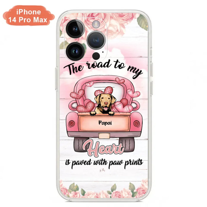 Custom Personalized Dog Phone Case - Best Gifts For Dog Lovers With Upto 5 Dogs - The Road To My Heart Is Paved With Paw Prints