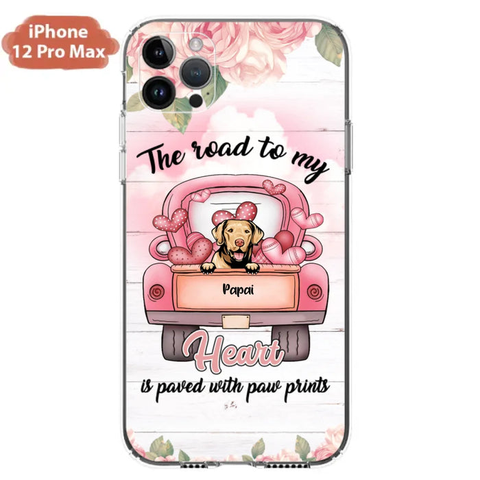 Custom Personalized Dog Phone Case - Best Gifts For Dog Lovers With Upto 5 Dogs - The Road To My Heart Is Paved With Paw Prints