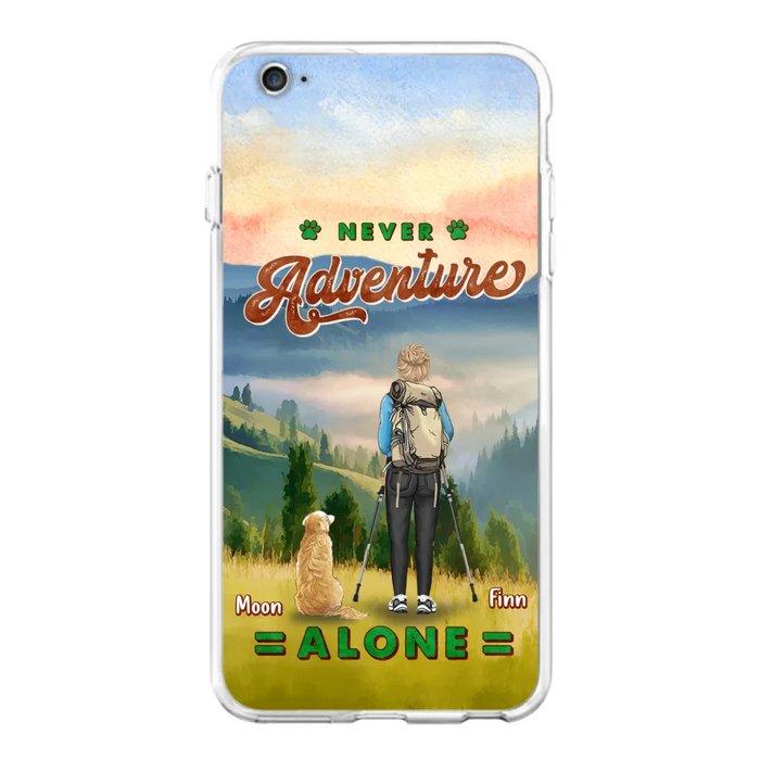 Custom Personalized Solo Hiking With Dogs Phone Case - Woman/Man With Upto 4 Dogs - Gift Idea For Hiking Lovers - Cases For iPhone and Samsung