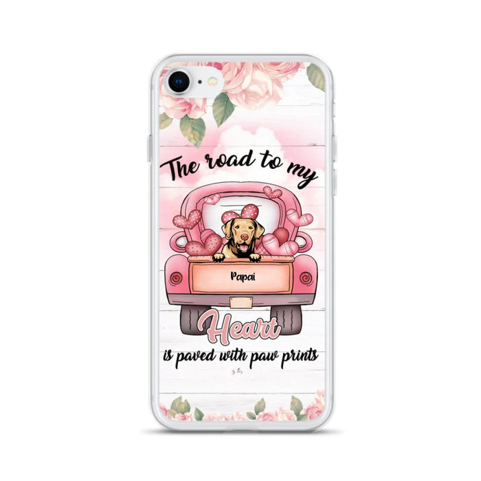 Custom Personalized Dog Phone Case - Best Gifts For Dog Lovers With Upto 5 Dogs - The Road To My Heart Is Paved With Paw Prints