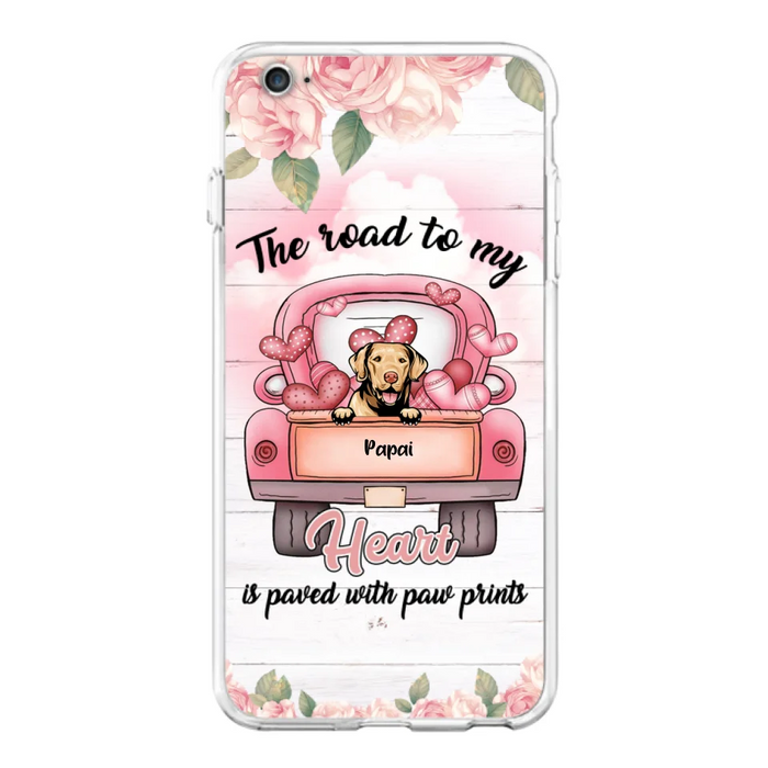 Custom Personalized Dog Phone Case - Best Gifts For Dog Lovers With Upto 5 Dogs - The Road To My Heart Is Paved With Paw Prints