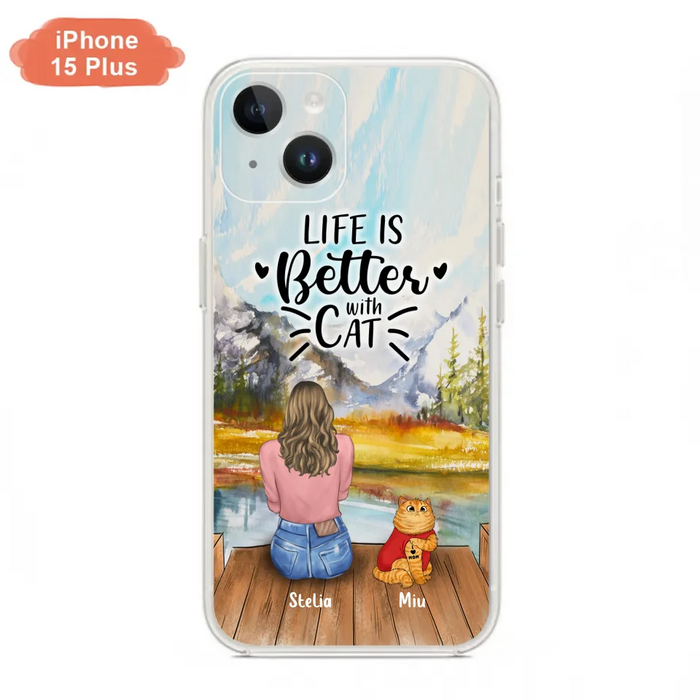 Custom Personalized Cat Mom Phone Case - Gifts For Cat Lovers With Upto 3 Cats - Home Is Where The Paws Are - I Love Mom - Case For iPhone, Samsung And Xiaomi