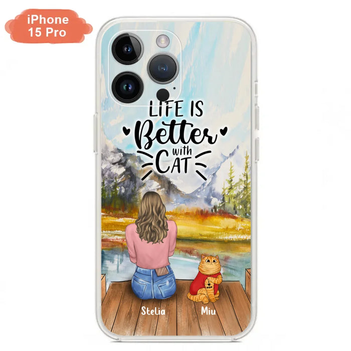 Custom Personalized Cat Mom Phone Case - Gifts For Cat Lovers With Upto 3 Cats - Home Is Where The Paws Are - I Love Mom - Case For iPhone, Samsung And Xiaomi